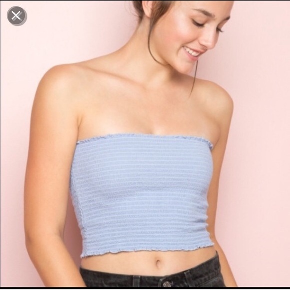 Brandy Melville Tops - SOLD - Brandy Melville Elastic Blue Tube Top